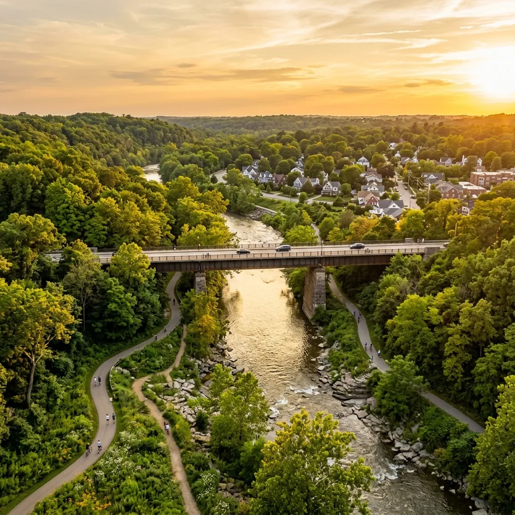 Rocky River Ohio Scenic View - River Valley and Nature Trails, Rocky River OH